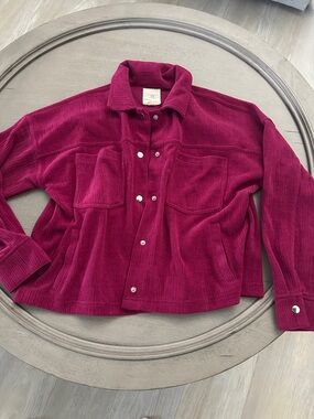 Women's Corduroy Shacket in Deep Berry